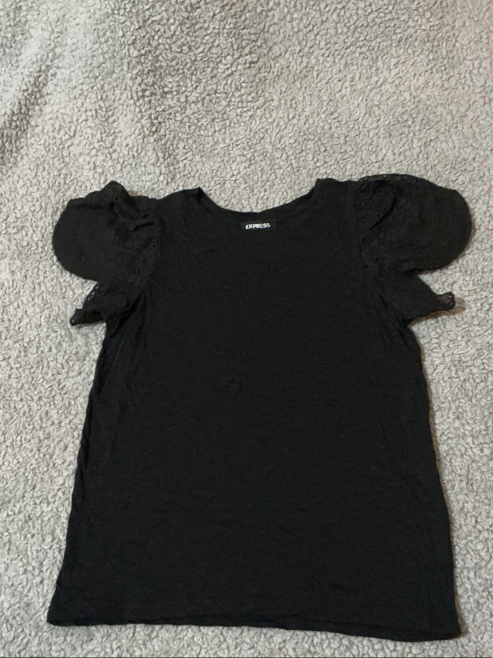 Express Black Eyelet Puff Sleeve Top